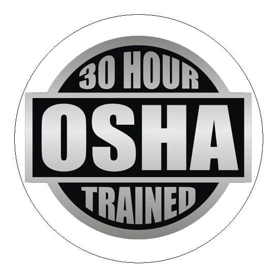 OSHA 30 Hour Trained Hard Hat Sticker 2 inch Circle Construction