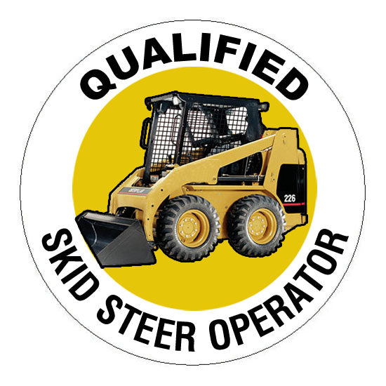Qualified Skid Steer Operator Hard Hat Sticker 2 inch Circle