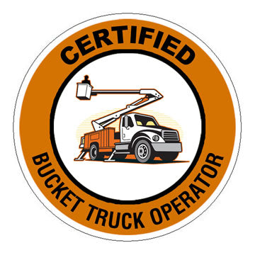 Certified Bucket Truck Operator Hard Hat Sticker - 2 inch Circle