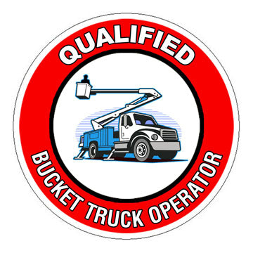 Qualified Bucket Truck Operator Hard Hat Sticker - 2 inch Circle