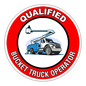 Qualified Sticker Qualified Bucket Truck Operator Hard Hat Sticker - 2 inch Circle ...