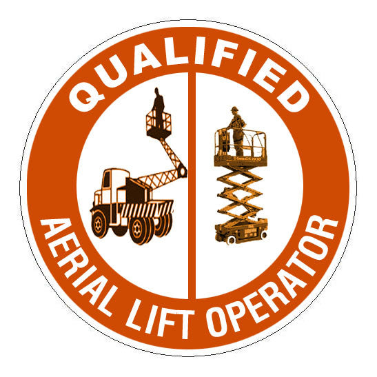 Qualified Aerial Lift Operator Hard Hat Sticker - 2 inch Circle