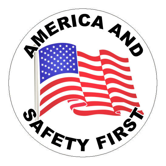 America and Safety First Hard Hat Sticker - 2 inch Circle