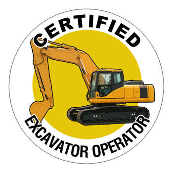 Certified Excavator Operator Hard Hat Sticker - 2 inch Circle