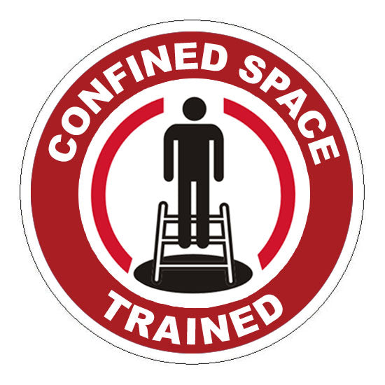 Confined Space Trained Hard Hat Sticker 1 - 2 inch Circle