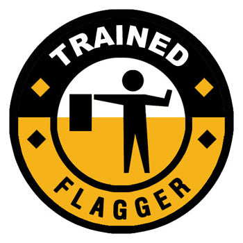 Trained Flagger Hard Hat Sticker - 2 inch Circle – Construction Sticker