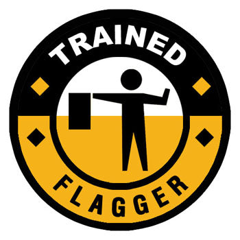 Trained Flagger Hard Hat Sticker - 2 inch Circle