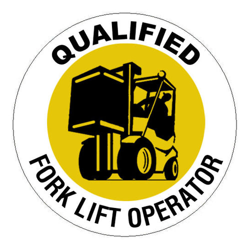 Qualified Forklift Operator Hard Hat Sticker - 2 inch Circle