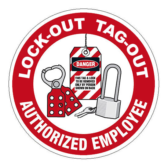 Lock-Out Tag-Out Trained Hard Hat Sticker 2 - 2 inch Circle