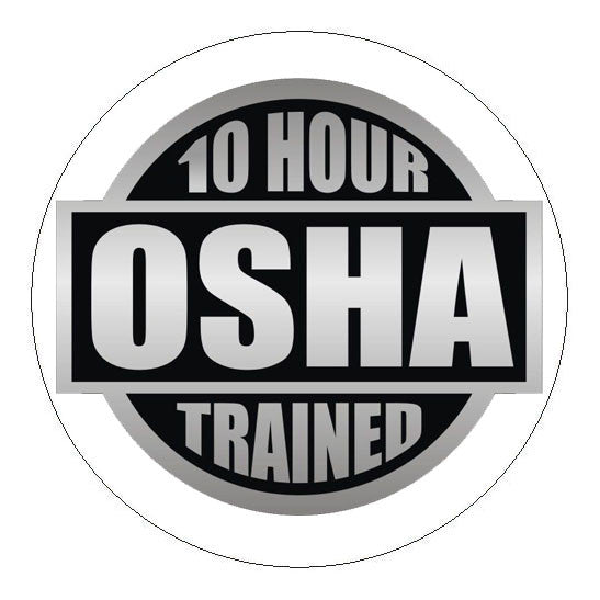 OSHA 10 Hour Trained Hard Hat Sticker 2 inch Circle Construction Sticker
