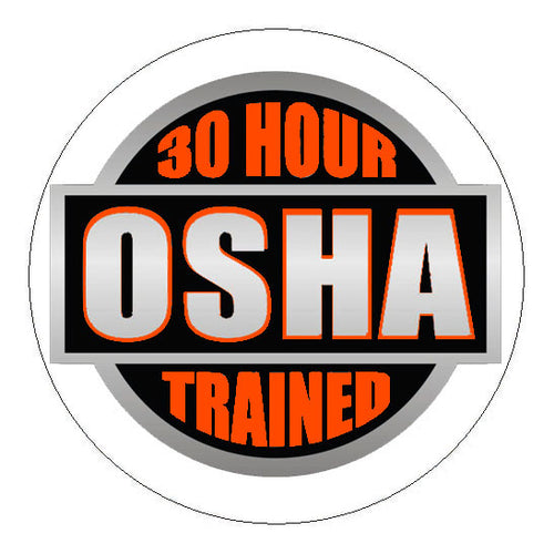 OSHA 30 Hour Trained Hard Hat Sticker Orange - 2 inch Circle