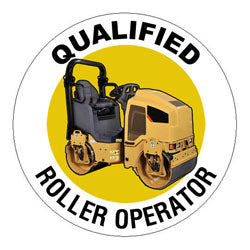 Qualified Roller Operator Hard Hat Sticker - 2 inch Circle
