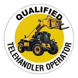 Qualified Telehandler Operator Hard Hat Sticker - 2 inch Circle