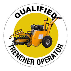 Qualified Trencher Operator Hard Hat Sticker - 2 inch Circle