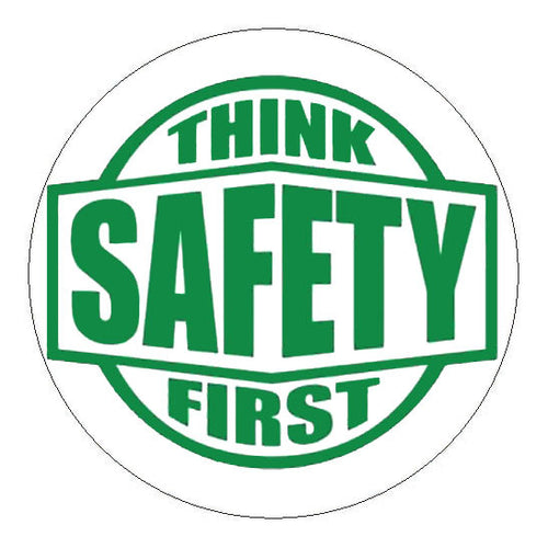Think Safety First Hard Hat Sticker - 2 inch Circle