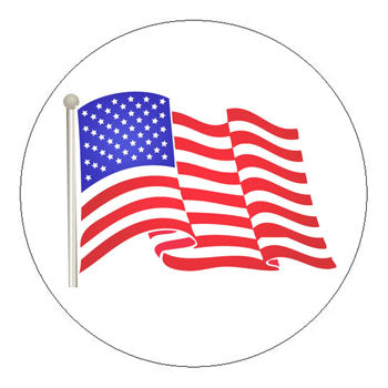 Waving American Flag Hard Hat Sticker - 2 inch Circle